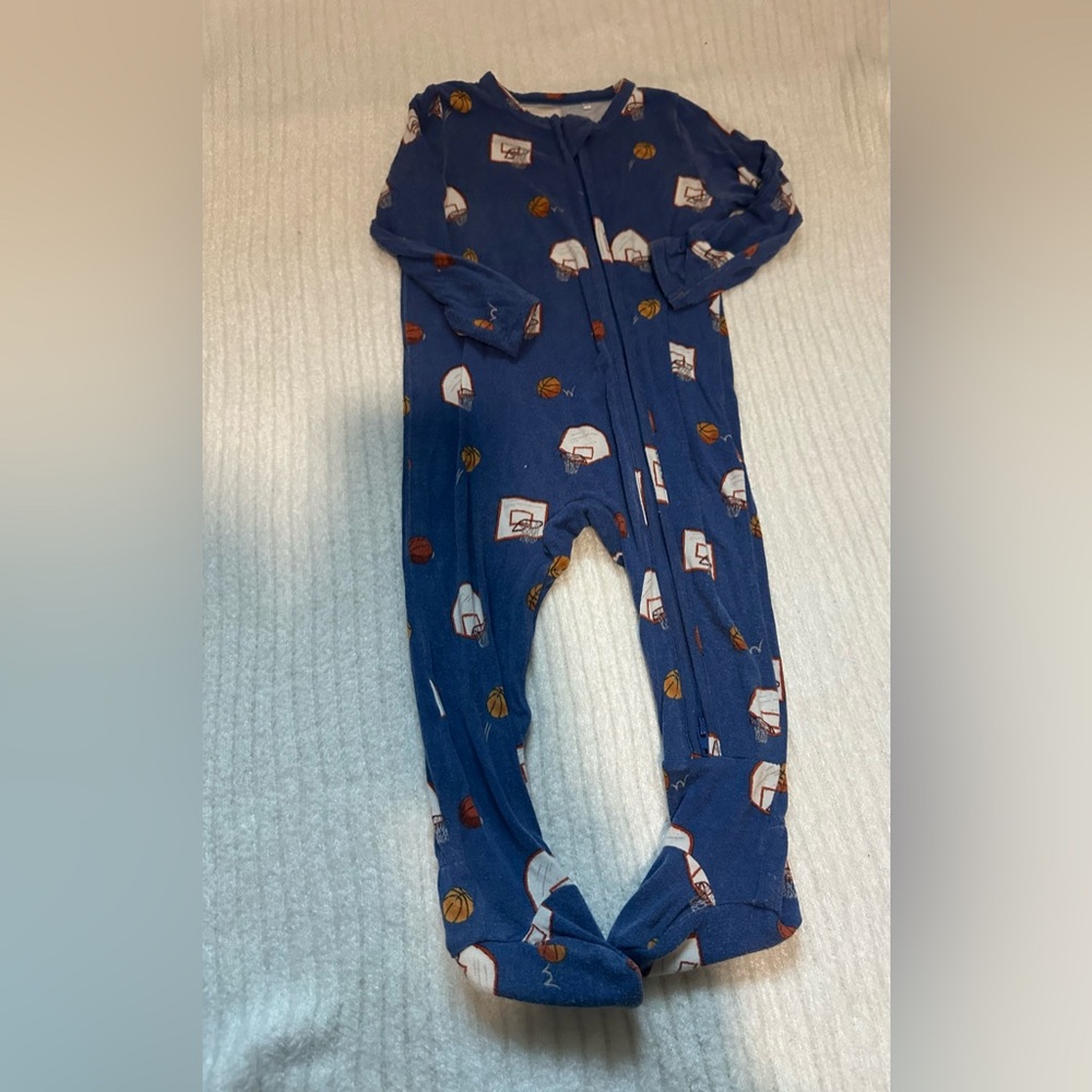 Angel Dear Navy Basketball Print Footie